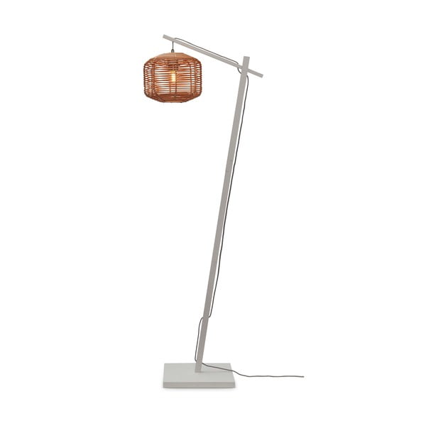 Lampadar alb/în culoare naturală cu abajur din ratan (înălțime 150 cm) Tanami – Good&Mojo