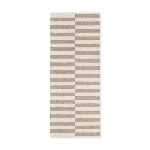 Covor tip traversă alb/gri reversibil/țesut manual din lână 80x200 cm Vika – Hanse Home