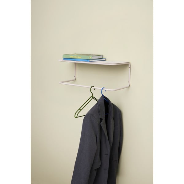 Cuier de perete alb cu raft din metal Welcome – Hübsch-image-1
