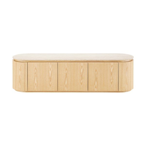 Comodă TV crem/în culoare naturală cu blat din piatră 160x45x40 cm Larvik – House Nordic-image-4