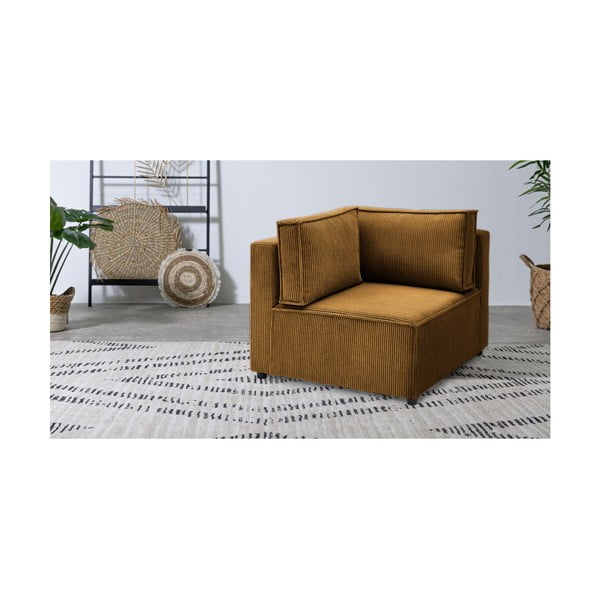 Modul pentru canapea galben muștar cu tapițerie din catifea reiată  (cu colț variabil) Nihad modular – Bobochic Paris-image-1