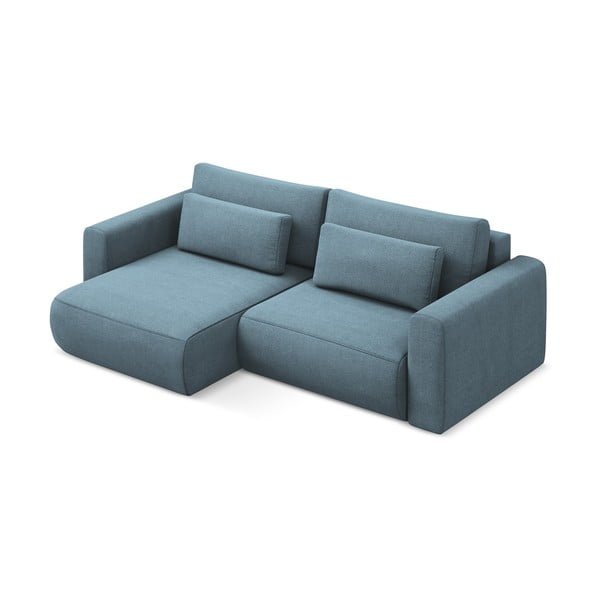 Colțar albastru deschis extensibil/cu spațiu de depozitare (cu colț pe partea stângă/cu șezlong) Kapua – Makamii-image-2