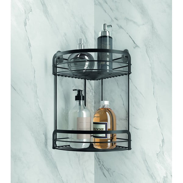 Raft de colț cu 2 etaje pentru baie Metaltex Origin Lava, negru-image-1