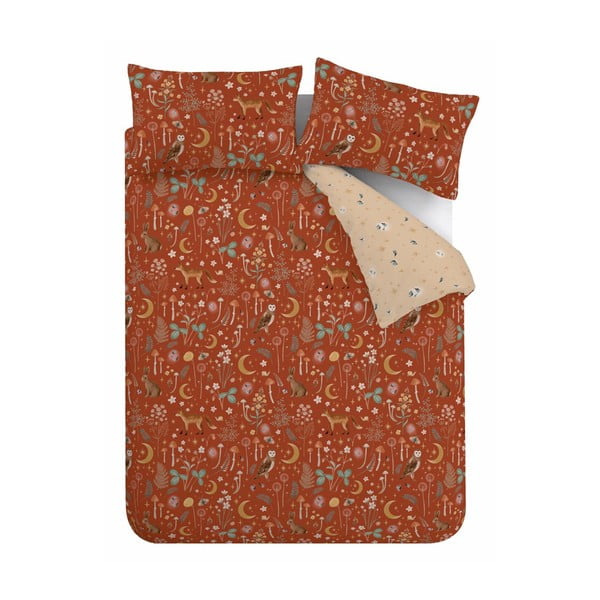Lenjerie de pat cărămizie pentru pat de o persoană 135x200 cm Enchanted Twilight Animals – Catherine Lansfield