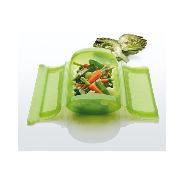Recipient din silicon de copt cu tavă gătire la aburi pentru 1 - 2 porții Lékué Steam Case, verde-image-3
