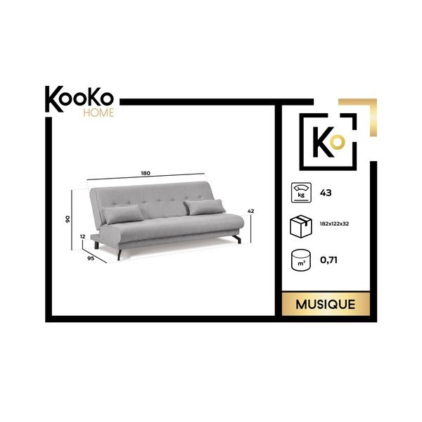 Canapea extensibilă Kooko Home Musique, gri bej-image-2