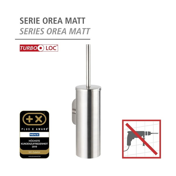 Perie de WC argintiu-mat autoadezivă din oțel inoxidabil Orea – Wenko-image-4