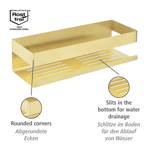 Raft pentru baie auriu autoadeziv din oțel inoxidabil Genova – Wenko-image-4