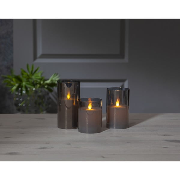 Lumânare de ceară cu LED gri în sticlă Star Trading M-Twinkle, înălțime 12,5 cm-image-3