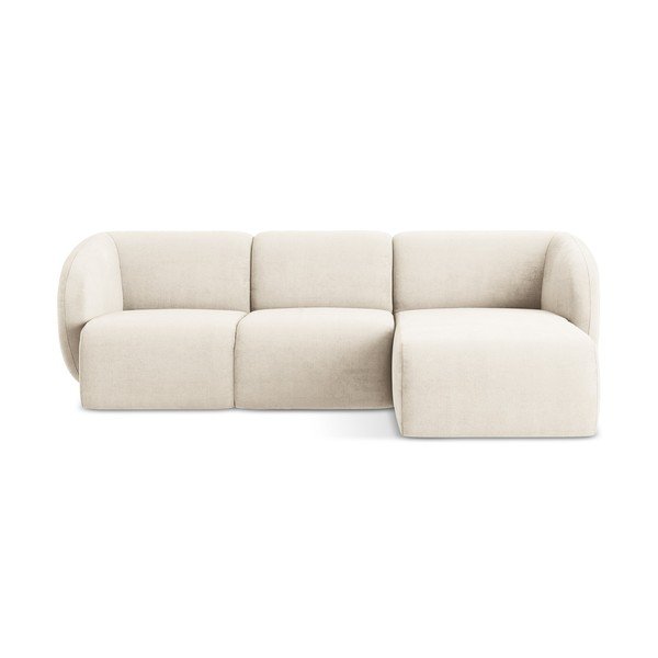 Colțar bej cu tapițerie din chenille (cu colț pe partea dreaptă/cu șezlong) Lani – Makamii