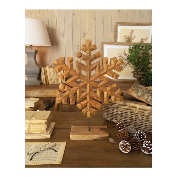Decorațiune din lemn de mango Orchidea Milano Snowflake, înălțime 50 cm