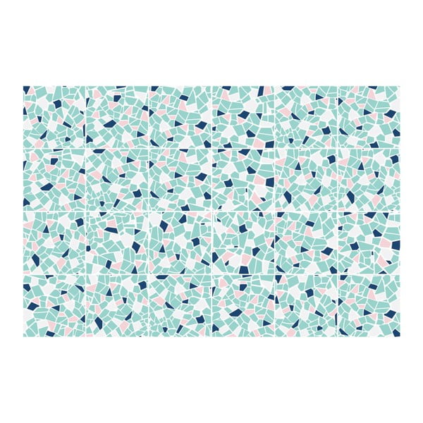 Set 24 autocolante de perete Ambiance Cement Tile Stickers Terrazzo Aqua, 10 x 10 cm-image-3
