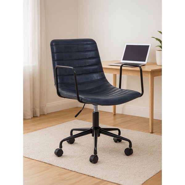 Scaun de birou gri închis din imitație de piele Forbes – Premier Housewares-image-1