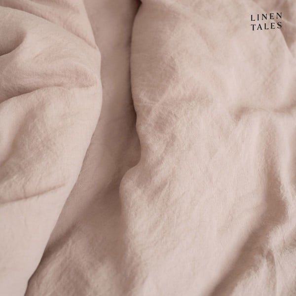 Cearceaf bej/maro deschis din in cu elastic 200x200 cm Portobello – Linen Tales-image-2