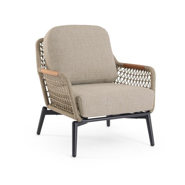 Fotoliu de grădină maro deschis din metal Eulero – Bizzotto