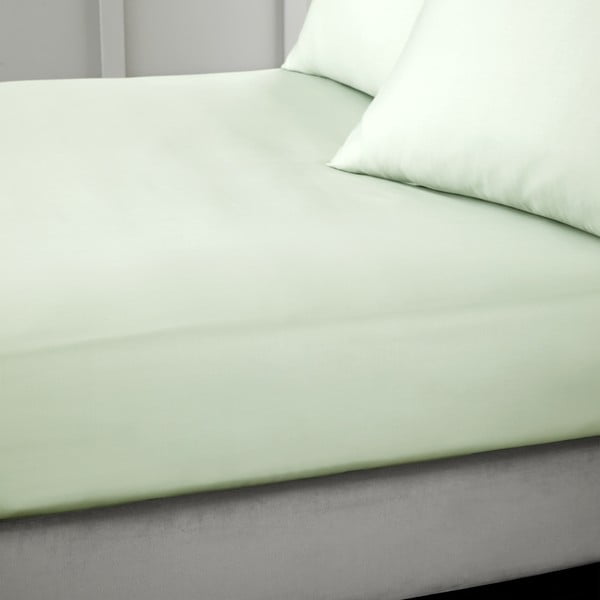 Cearceaf verde deschis din bumbac satinat cu elastic 150x200 cm Cotton Sateen – Bianca-image-1