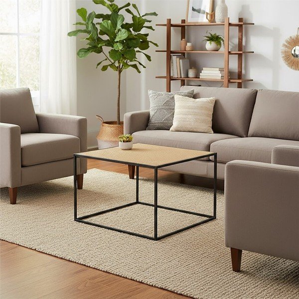 Măsuță de cafea în culoare naturală din ratan 60x60 cm Depok – Premier Housewares-image-1