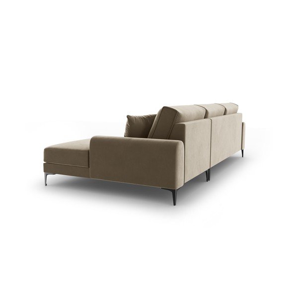 Colțar din catifea cu șezlong dreapta Mazzini Sofas Madara, bej-image-3