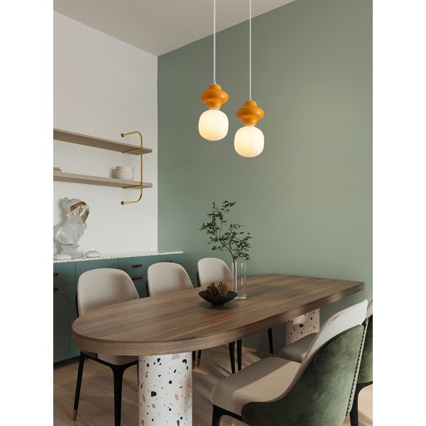 Lustră albă/portocalie din ceramică cu abajur din sticlă ø 18 cm Clio – Nova Luce-image-1