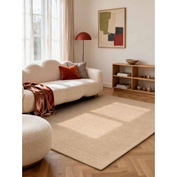 Covor în culoare naturală țesut manual din lână 140x200 cm Puristic Knots – Elle Decoration-image-1