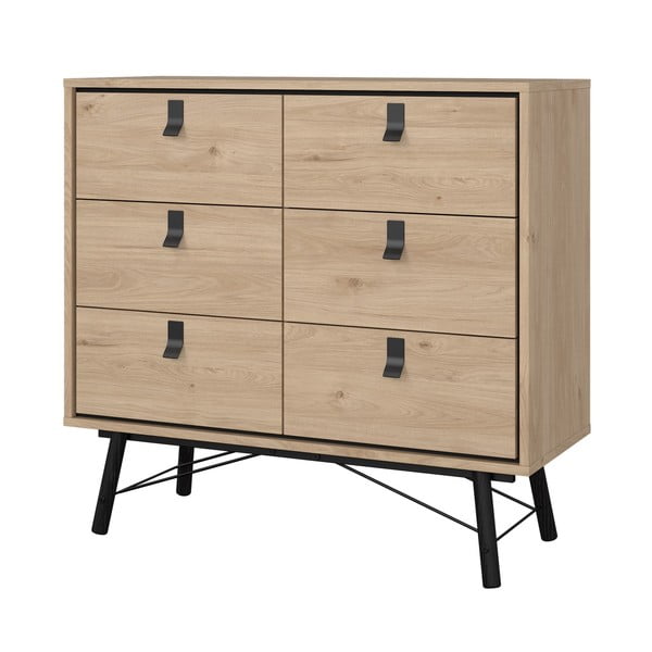 Comodă în culoare naturală joasă cu aspect de lemn de stejar 102x99 cm Ry – Tvilum-image-3