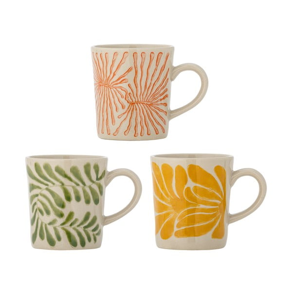 Cești 3 buc. pentru cappuccino din gresie 205 ml Fauni – Bloomingville