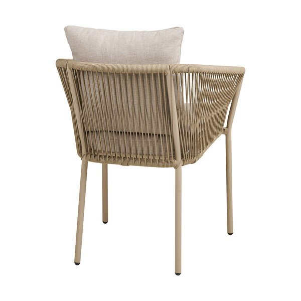 Scaun de grădină bej din metal/capitonat Salerno – House Nordic-image-4