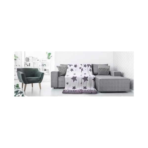 Pătură din micropercal AmeliaHome Starlight, 70 x 150 cm, alb - gri-image-3
