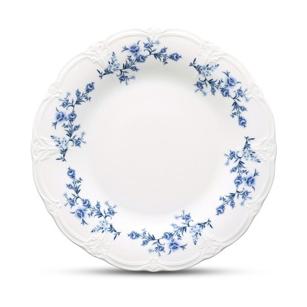 Farfurie albă/albastră pentru servire din porțelan ø 32 cm Retro – BonBistro