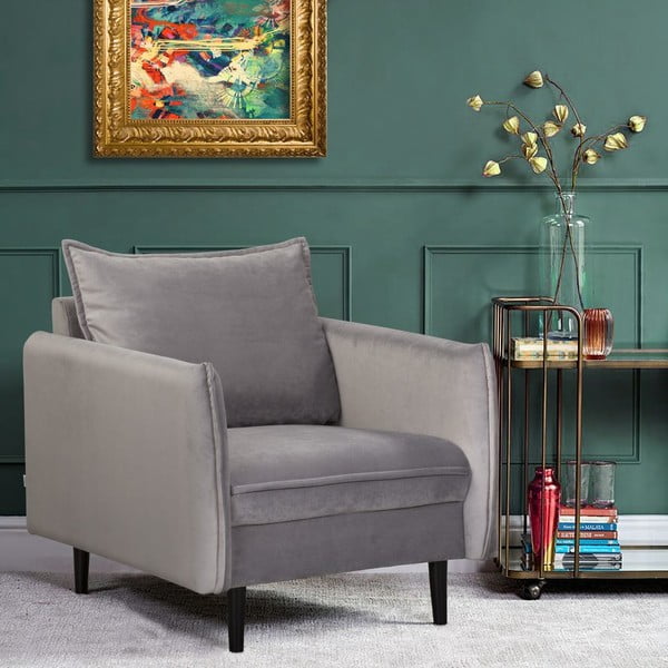 Fotoliu gri cu tapițerie din catifea Juli – Ropez-image-1