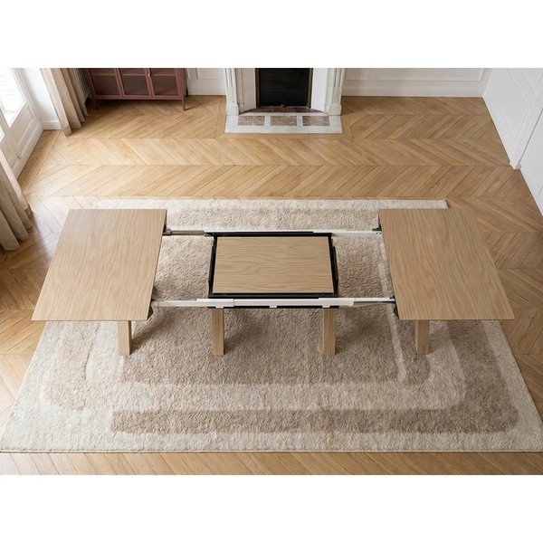 Masă de dining extensibilă cu blat cu aspect de lemn de stejar cu blat suplimentar 100x160 cm Martha – Bobochic Paris-image-4