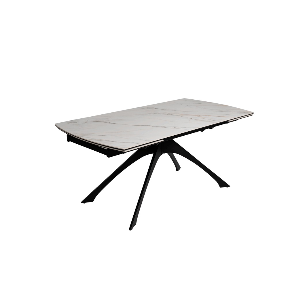 Masă de dining extensibilă cu blat cu aspect de marmură cu blat suplimentar 90x180 cm Rocía – Ixia