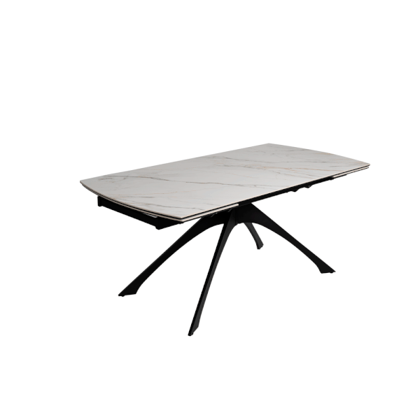 Masă de dining extensibilă cu blat cu aspect de marmură cu blat suplimentar 90x180 cm Rocía – Ixia