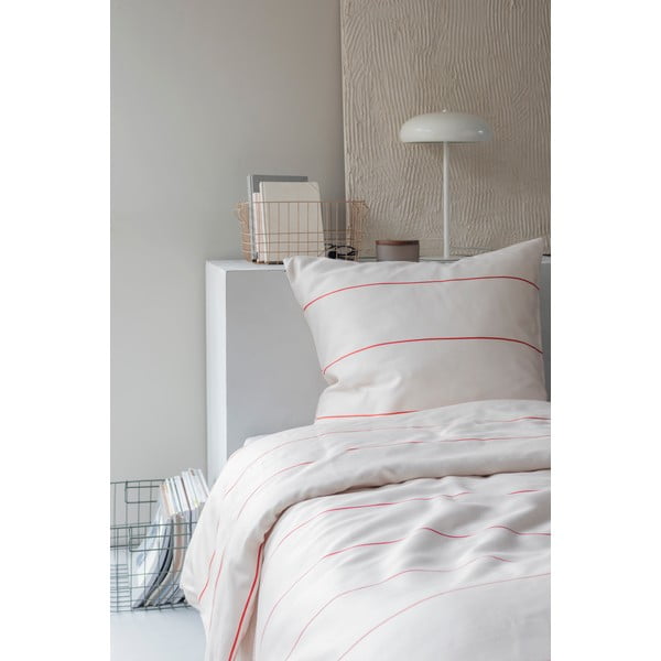 Lenjerie de pat roșie/bej din bumbac satinat pentru pat de o persoană 140x200 cm Align – Mette Ditmer Denmark-image-2