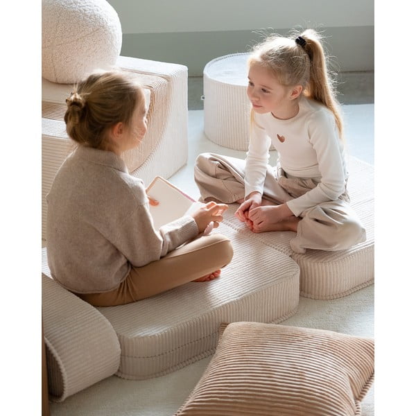 Fotoliu de copii crem cu tapițerie din catifea reiată Flip – Wigiwama-image-3