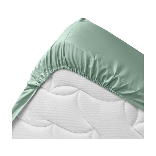 Cearceaf verde deschis din bumbac organic cu elastic 140x190 cm Biolina – douceur d'intérieur-image-3