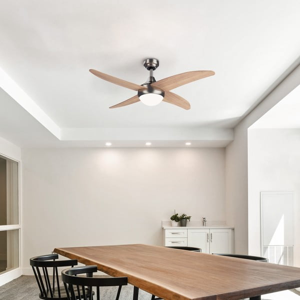 Plafonieră în culoare naturală deschisă cu temporizator/cu ventilator ø 13 cm Achilia – SULION-image-1