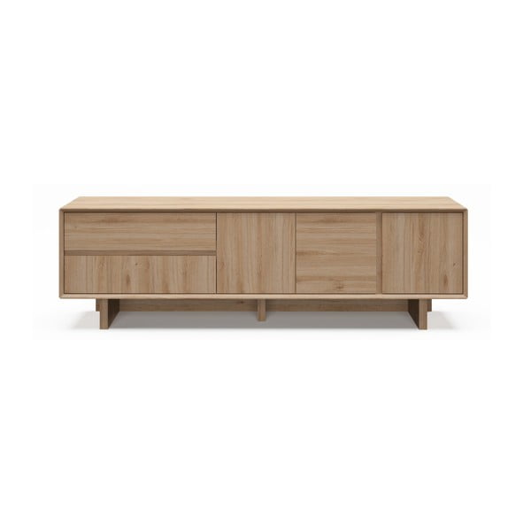 Comodă TV în culoare naturală cu aspect de lemn de stejar 180x55x45 cm Carpi – Marckeric
