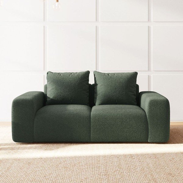 Canapea verde cu tapițerie din țesătură bouclé 212 cm Monce – Rodier-image-3