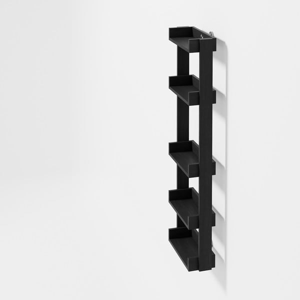 Raft de perete pentru baie din stejar Wireworks Yoku, negru-image-1