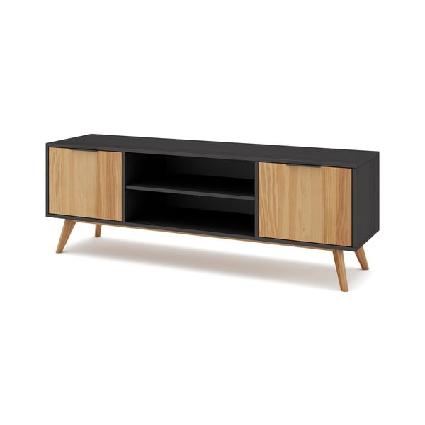Comodă TV  negru/natural  din lemn de pin 140x53 cm Lavis – Marckeric-image-3