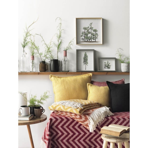 Pled din amestec de bumbac Euromant Chevron, 140 x 180 cm, roșu burgundi-image-1