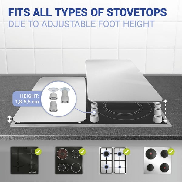 Set 2 protecții din sticlă pentru aragaz Wenko Universal Silver-image-4