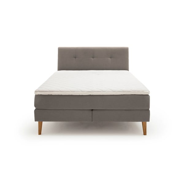 Pat boxspring gri deschis 160x200 cm Stockholm – Meise Möbel-image-3