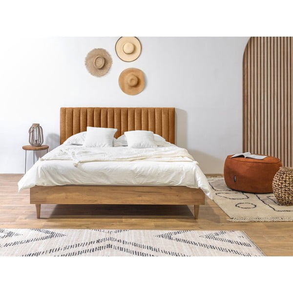 Pat matrimonial arămiu/natural cu somieră 180x200 cm Oceane – Bobochic Paris-image-2