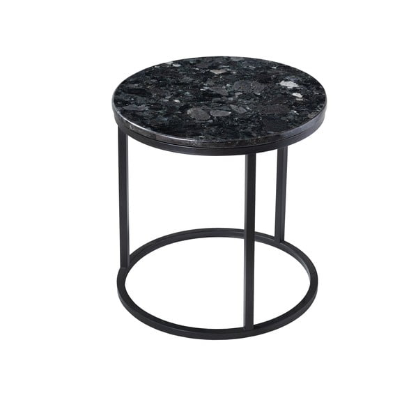 Măsuță cu blat din granit și structură neagră RGE Black Crystal, ⌀ 50 cm, negru