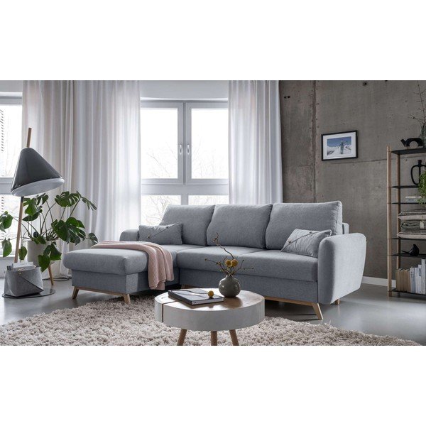 Colțar extensibil cu șezlong pe partea stângă Miuform Scandic Lagom, gri deschis-image-3