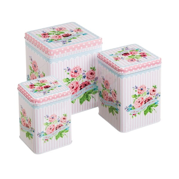 Set 3 cutii pătrate Unimasa Sweet Home, înălțime 15,8 cm