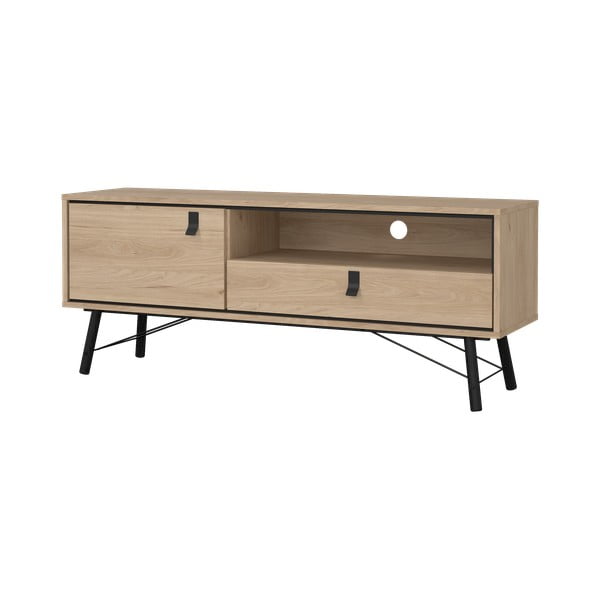 Comodă TV în culoare naturală cu aspect de lemn de stejar 150x60x40 cm Ry – Tvilum-image-4