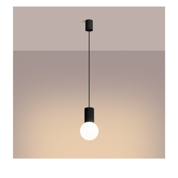 Lustră neagră cu abajur din sticlă ø 12 cm Orbital – Sollux-image-4